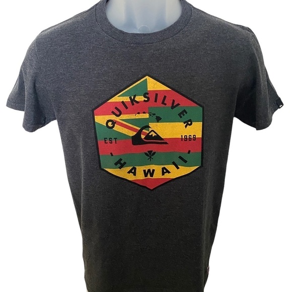 QUIKSILVER Reggae Colored Logo Surf Tee Shirt Men S/P Small Regular Fit - Picture 1 of 5